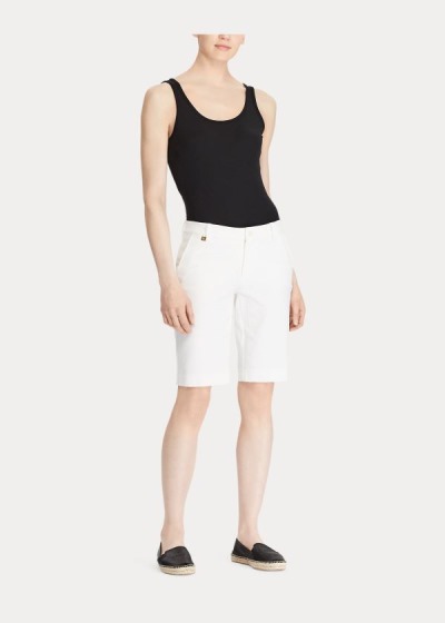 Pantalones Cortos Ralph Lauren Mujer Blancos - Bi-Stretch Twill - FUJPN2496